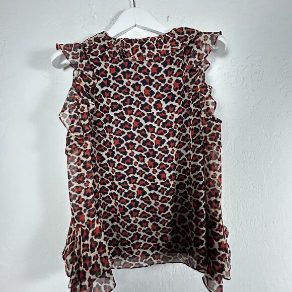 Diane von Furstenberg Essie Top XXS Taren Small Brick Ruffle Cold Shoulder New - Picture 2 of 8